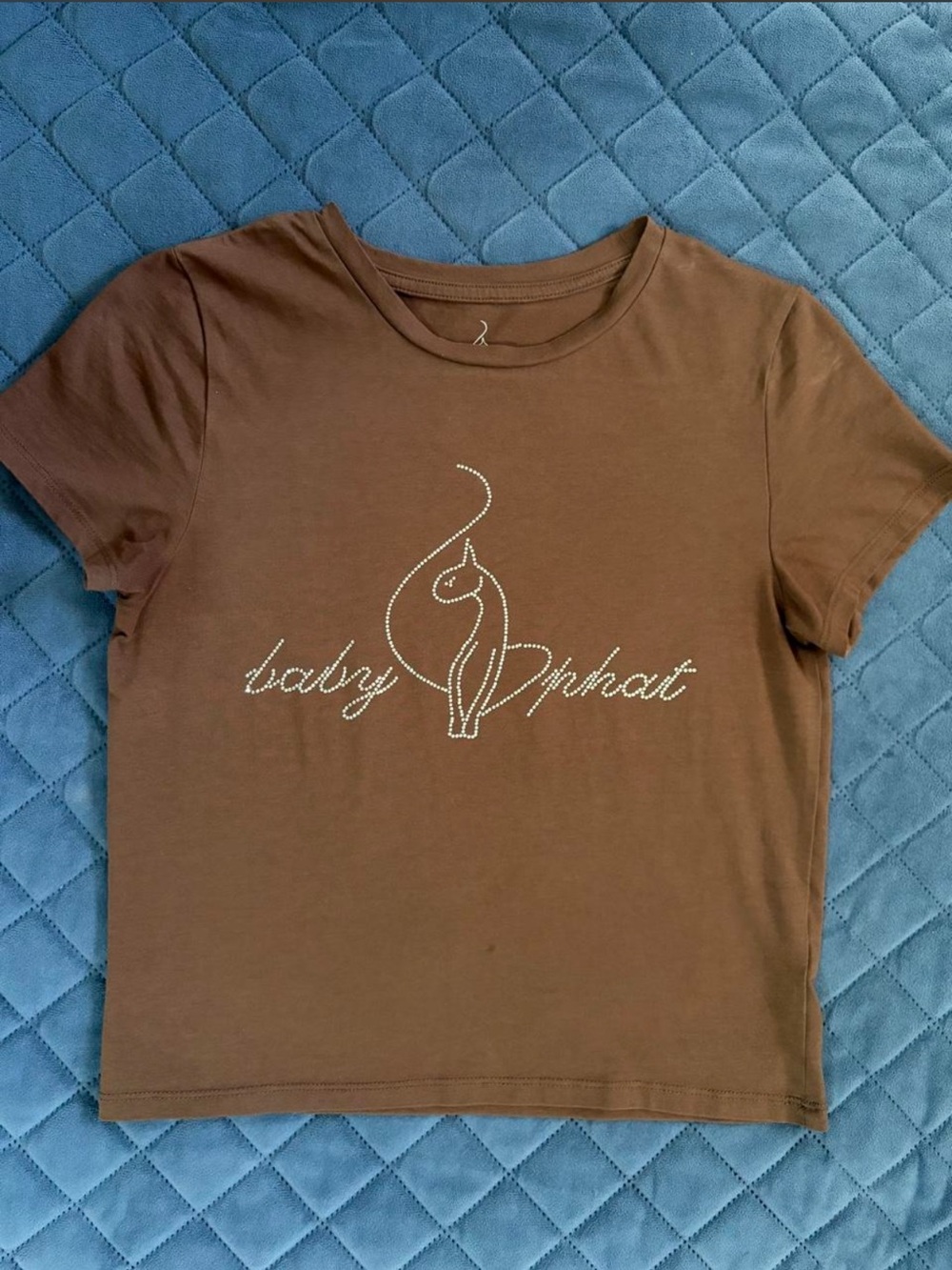 Baby Phat Women's Brown Rhinestone Logo Tee